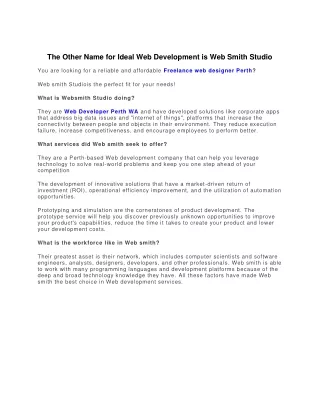 The Other Name for Ideal Web Development is Web Smith Studio