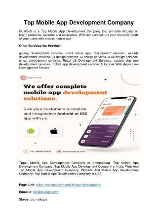 Top Custom Mobile App Development Services Company India and USA