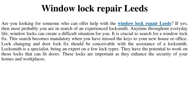 w indow lock repair leeds