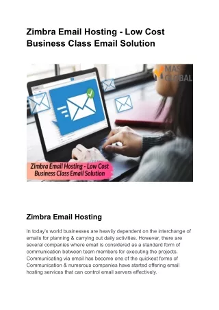 Zimbra Email Hosting - Low Cost Business Class Email Solution