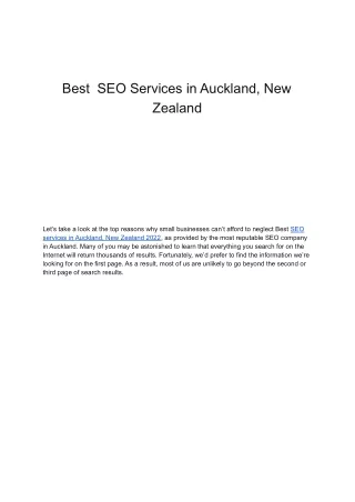 Best  SEO Services in Auckland, New Zealand