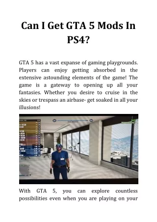 Can I Get GTA 5 Mods In PS4
