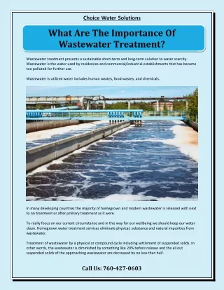 What Are The Importance Of Wastewater Treatment