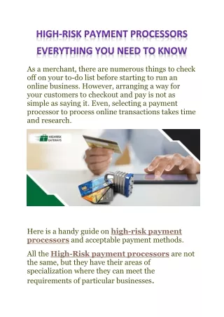 High-Risk Payment Processors  Everything You Need To Know