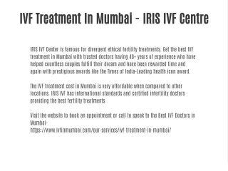 IVF Treatment In Mumbai - IRIS IVF Centre