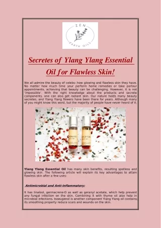 Secretes of Ylang Ylang Essential Oil for Flawless Skin