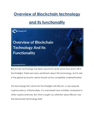 Overview of blockchain technology and its functionality