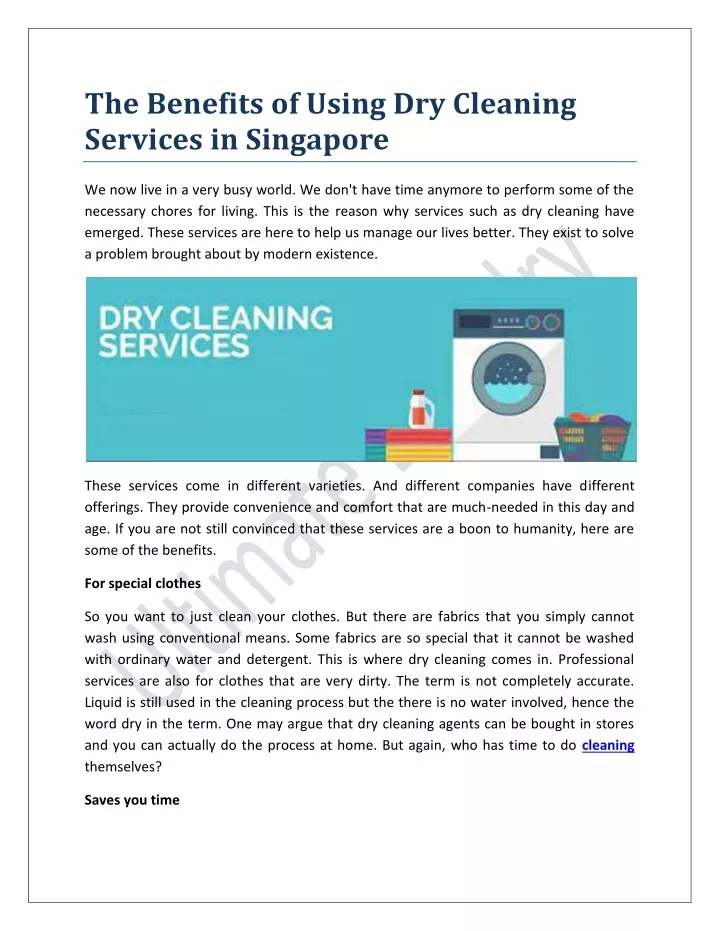 the benefits of using dry cleaning services