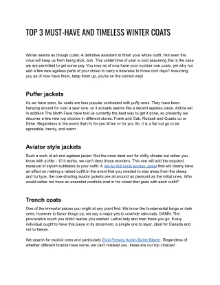 top 3 must have and timeless winter coats