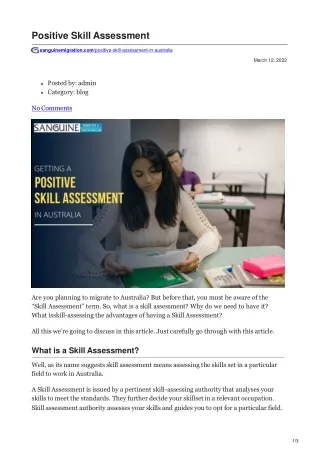 Getting A Positive Skill Assessment in Australia  Requirements