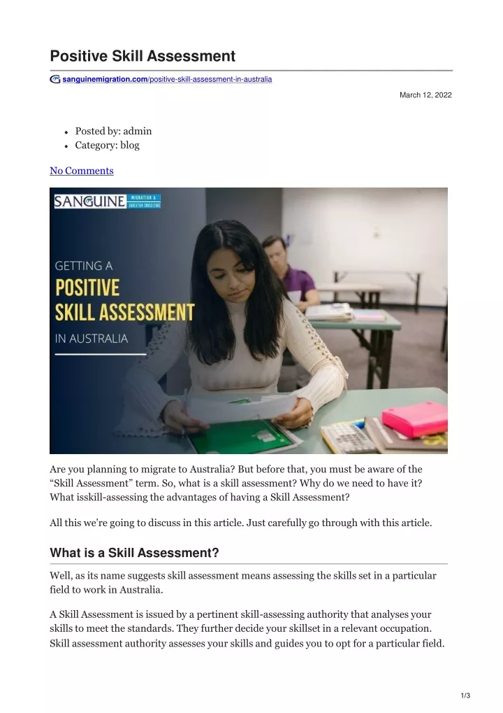 positive skill assessment