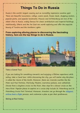 things to do in russia