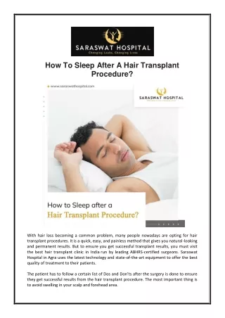 how to sleep after a hair transplant procedure