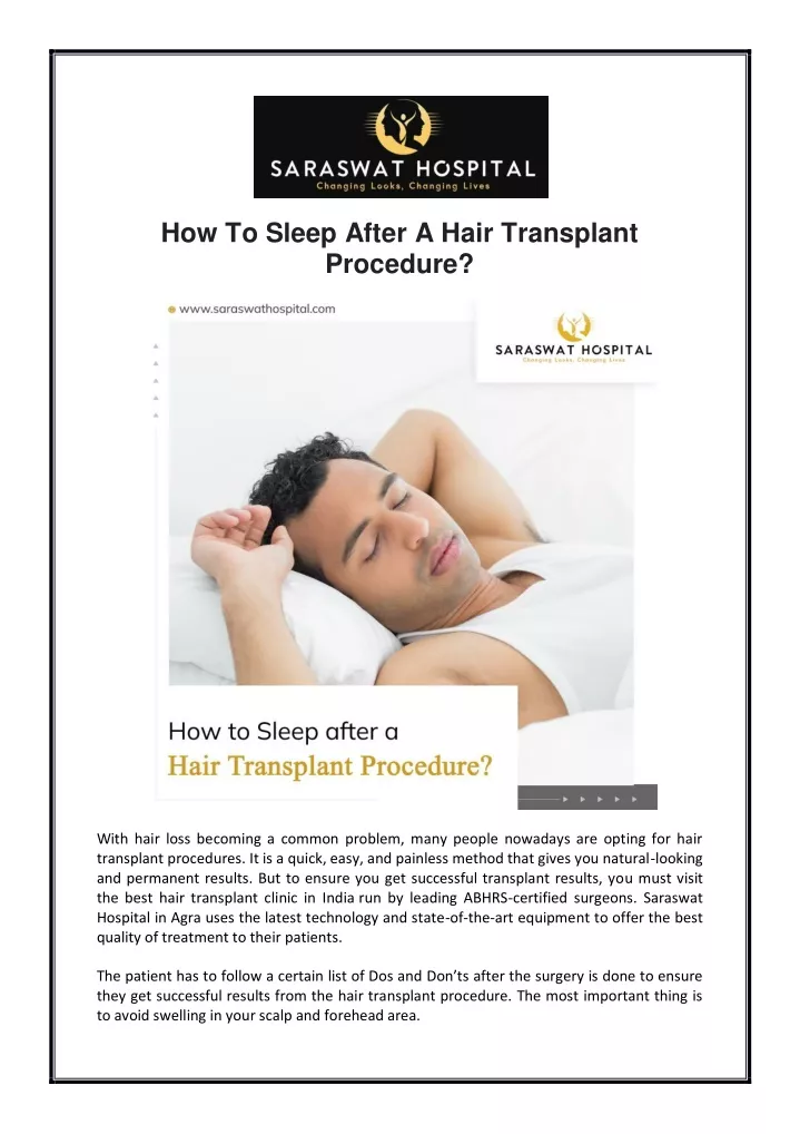 how to sleep after a hair transplant procedure