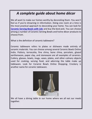 A complete guide about home décor
