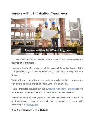 resume writing in dubai for iit engineers