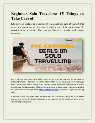 Beginner Solo Travel 15 Things to Take Care of