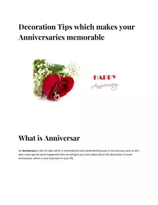 decoration tips which makes your anniversaries