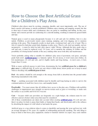 how to choose the best artificial grass