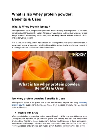 What is Iso whey protein powder_ Benefits & Uses