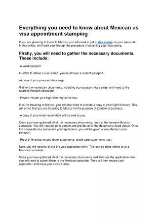 Everything you need to know about Mexican us visa appointment stamping
