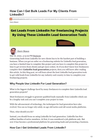 how can i get bulk leads for my clients from
