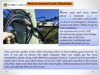 what is a licensed level 2 electrician
