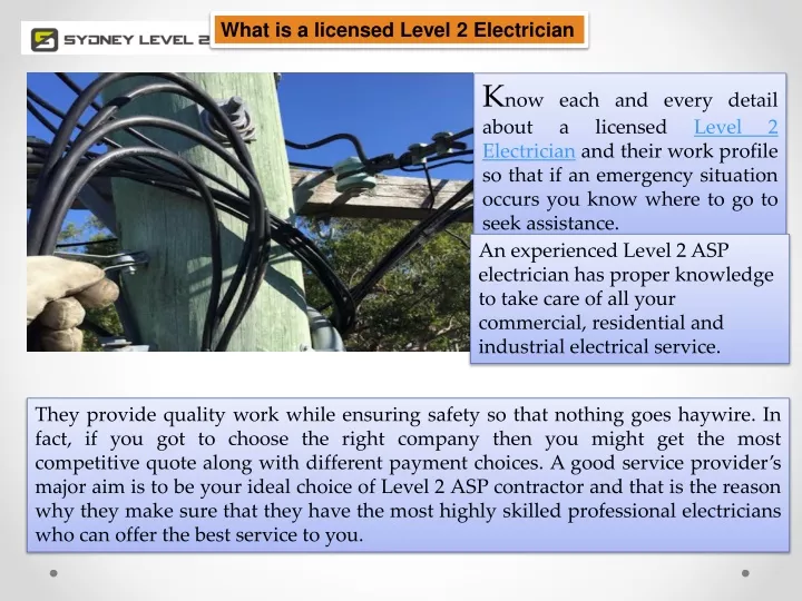what is a licensed level 2 electrician