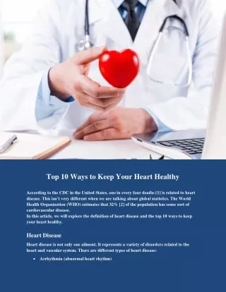 Top 10 Ways to Keep Your Heart Healthy
