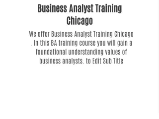 Business Analyst Training Chicago