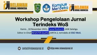 2021 Workshop Indeksasi WoS UIR kerjasama RJI PENGDA RIAU 18 NOV 2021