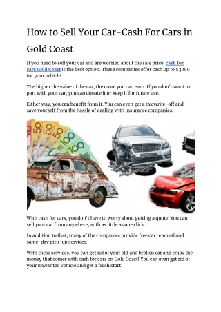 How to Sell Your Car-Cash For Cars in Gold Coast