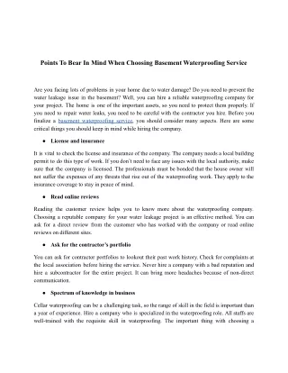 Points To Bear In Mind When Choosing Basement Waterproofing Service.docx