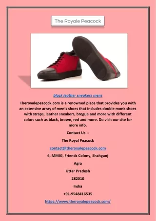 Black Leather Sneakers Mens | Theroyalepeacock.com