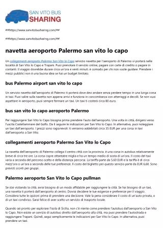 collegamenti aeroporto Palermo San Vito lo Capo