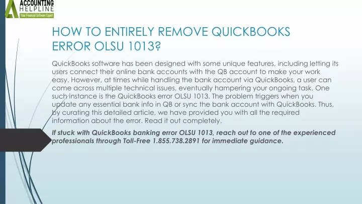 how to entirely remove quickbooks error olsu 1013