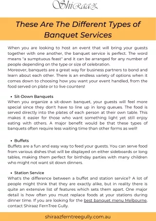These Are The Different Types of Banquet Services