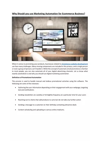 Why Should you use Marketing Automation for Ecommerce Business
