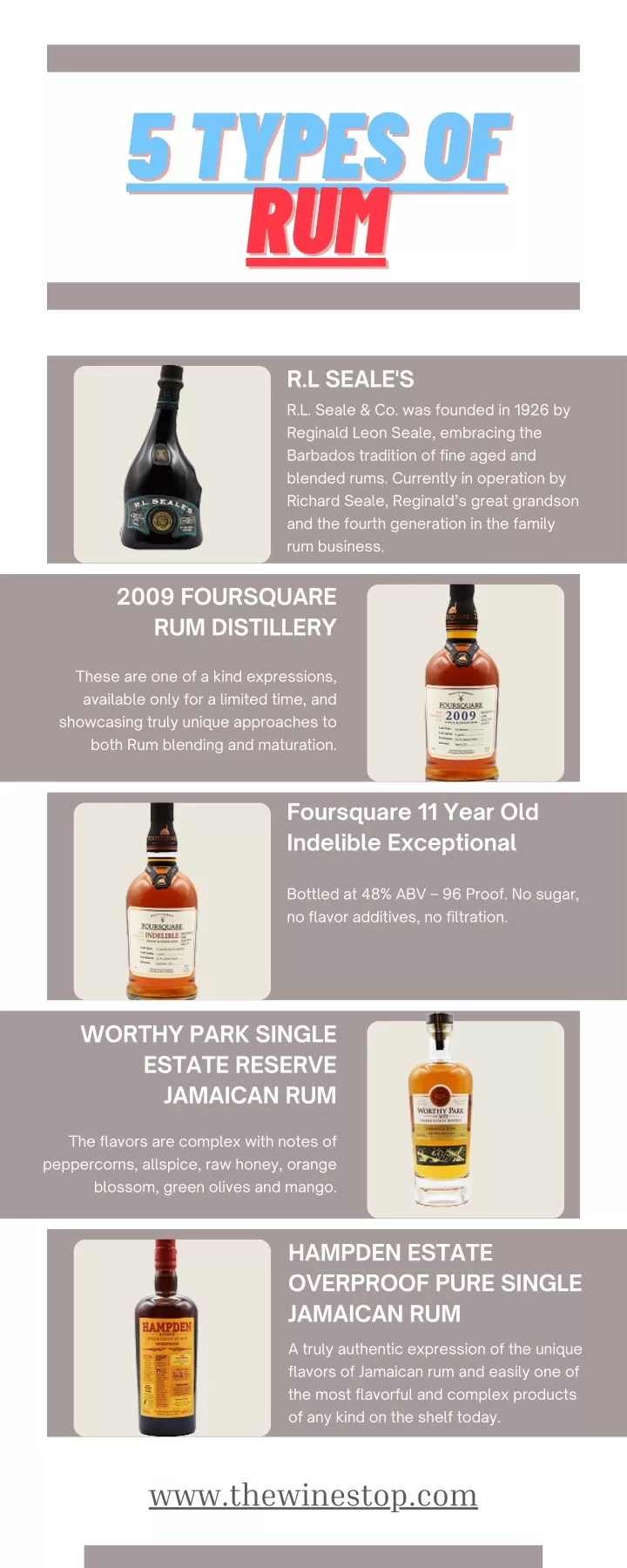5 types of 5 types of rum rum