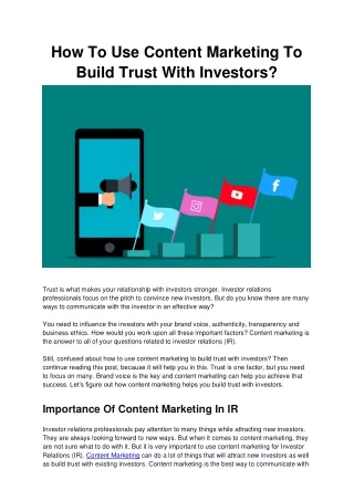 How to use content marketing to build trust with investor