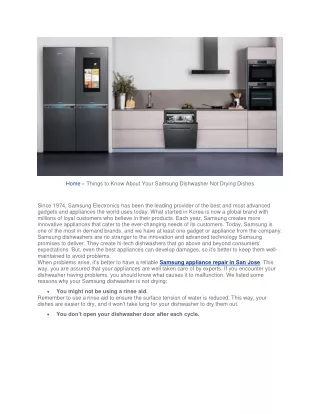 Things to Know About Your Samsung Dishwasher Not Drying Dishes