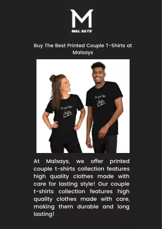 Buy The Best Printed Couple T-Shirts at Malsays