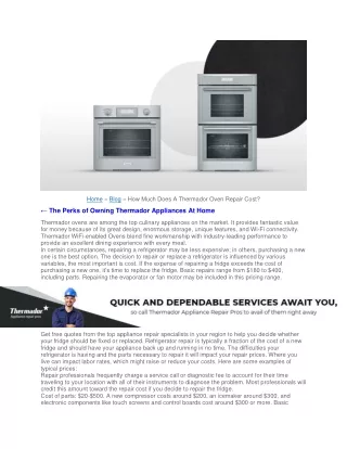 How Much Does A Thermador Oven Repair Cost