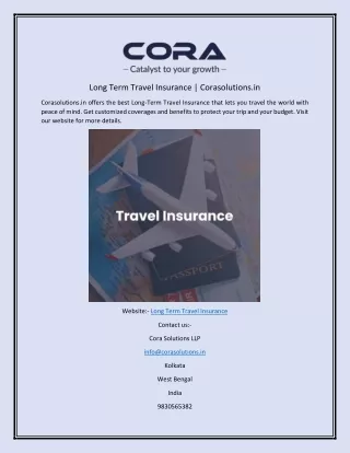 Long Term Travel Insurance | Corasolutions.in