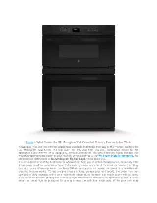 What Causes the GE Monogram Wall Oven Self Cleaning Feature to Not Work