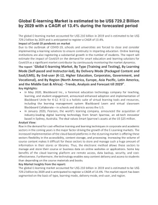 global e learning market is estimated