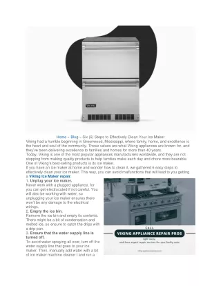 Six (6) Steps to Effectively Clean Your Ice Maker