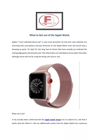What to Get out of the Apple Watch1