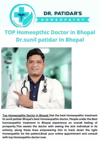 TOP Homeopthic Doctor in Bhopal Dr.sunil patidar in Bhopal