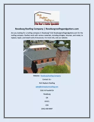 Roseburg Roofing Company | Roseburgroofingandgutters.com
